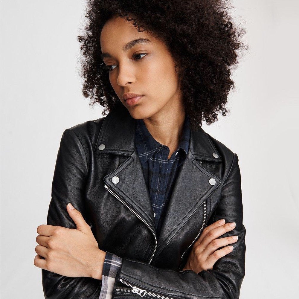 ZARA 100% Real Leather Jacket Moto - Sheep Leather